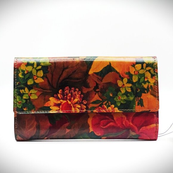 PATRICIA NASH Agira Genuine Floral Multi/Tan Color Leather Wallet - Picture 2 of 8